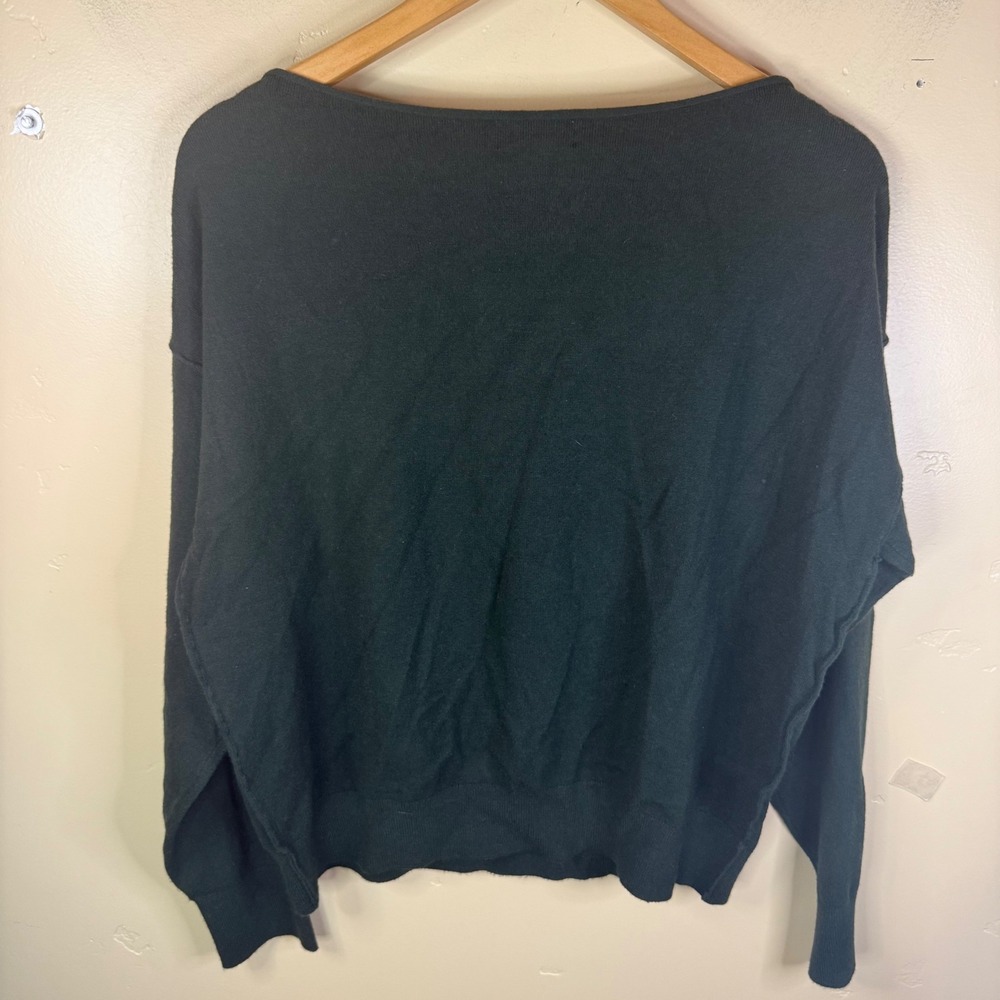 Evereve Lessie Off Shoulder Dark Green Soft Long Sleeve Sweater Size Large - Picture 10 of 11